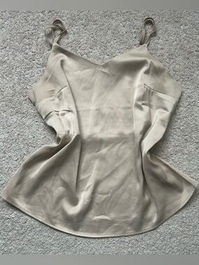 Suzy Shier Beige Satin V-Neck Cami